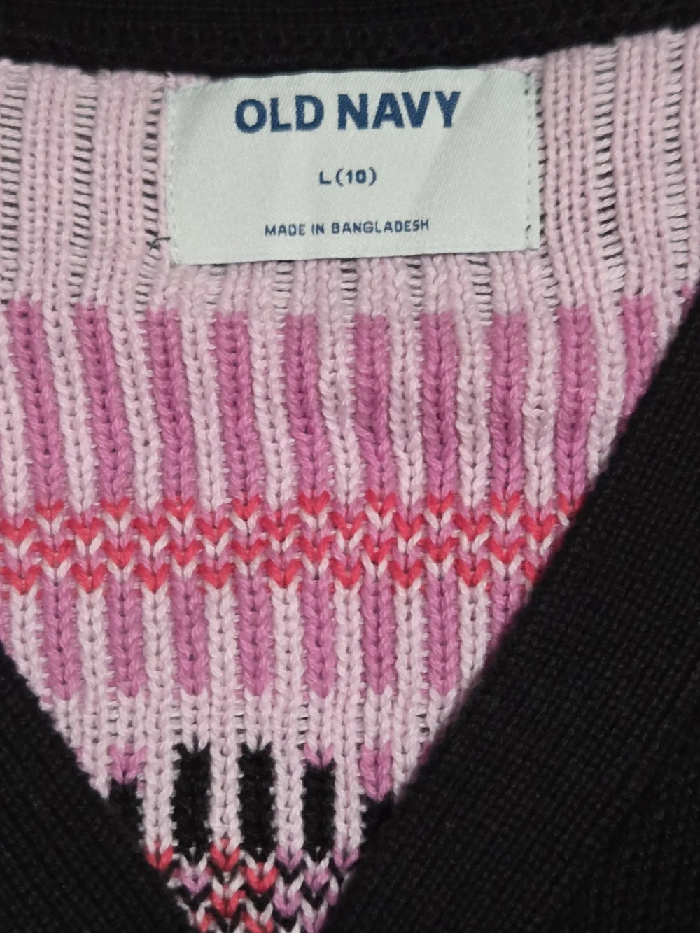 Old Navy Black Cardigan with Pink Smiley Dot Knit